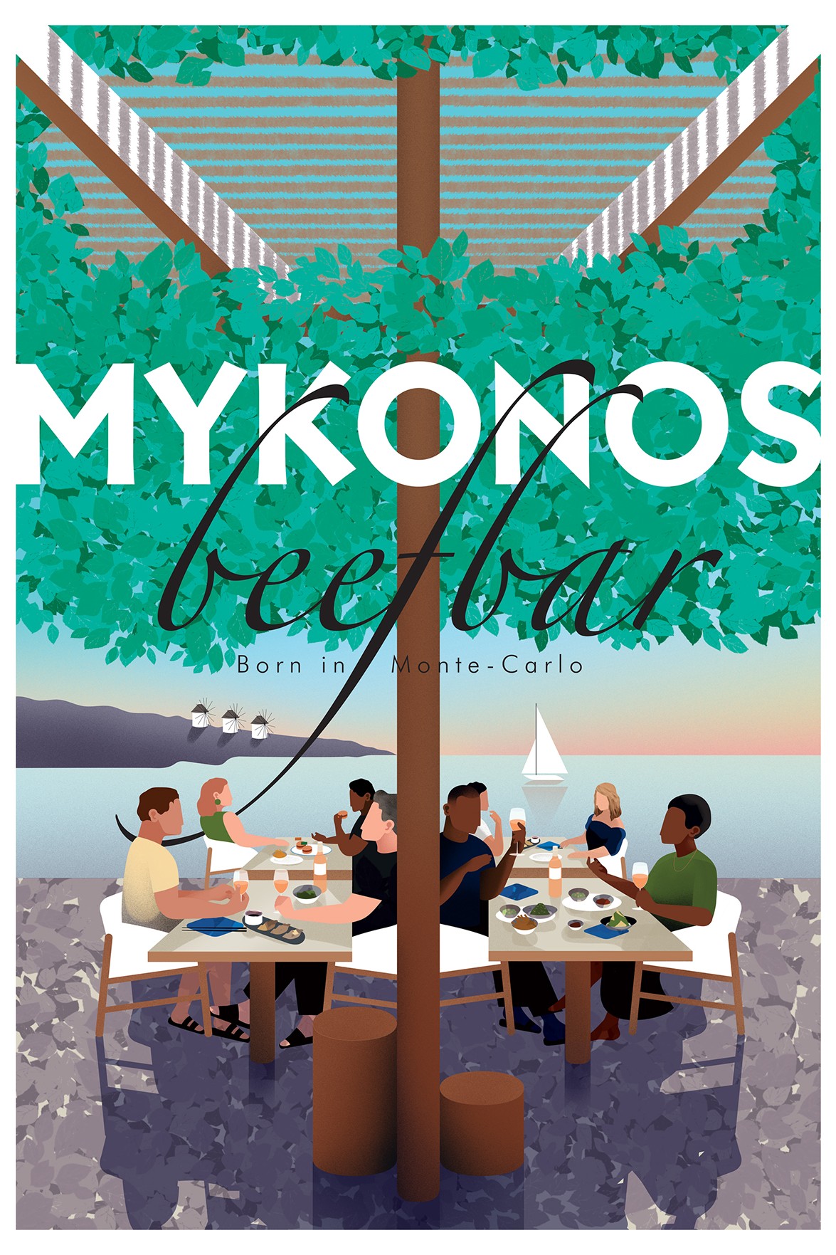 illustration beefbar mykonos